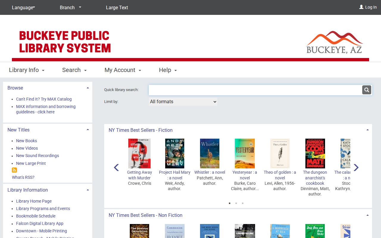Buckeye city directory library catalog and electronic resources