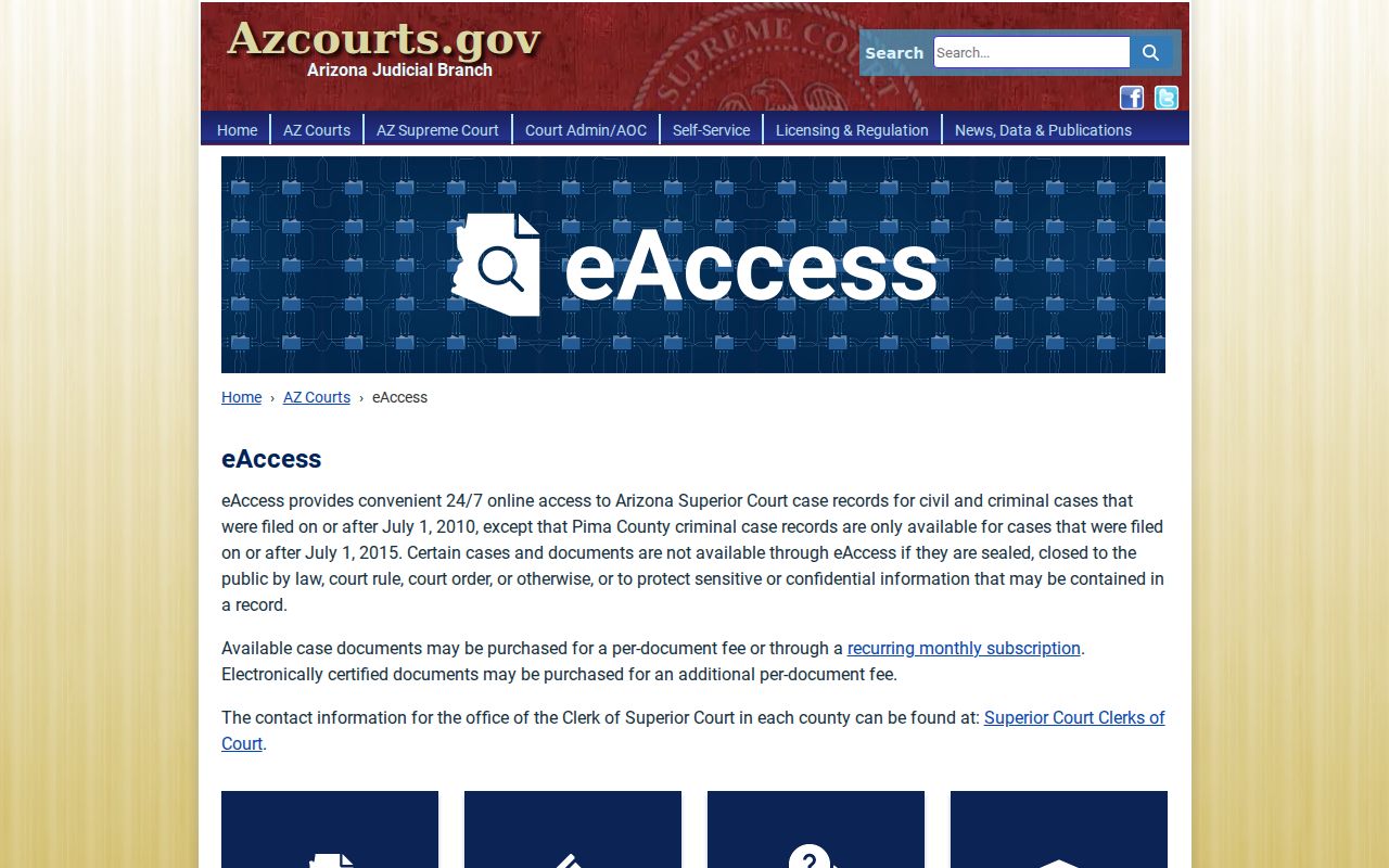 Buckeye residents directory Arizona eAccess court record screen