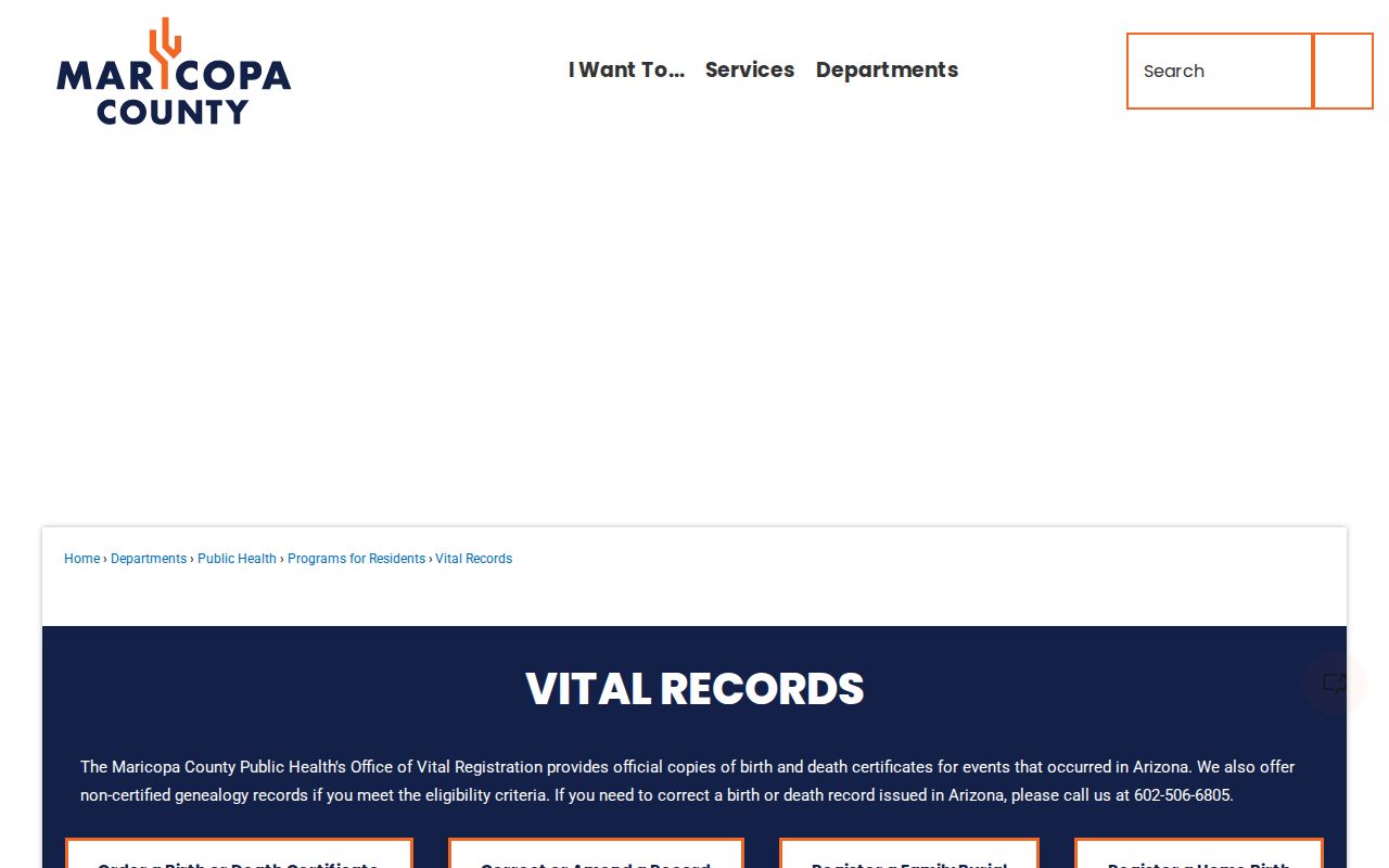 Buckeye residents directory Maricopa County vital records page