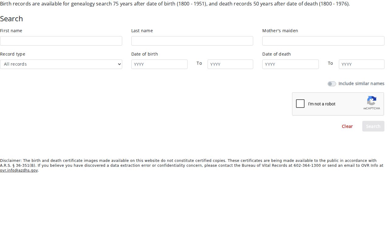 Buckeye previous residents Arizona genealogy certificate search