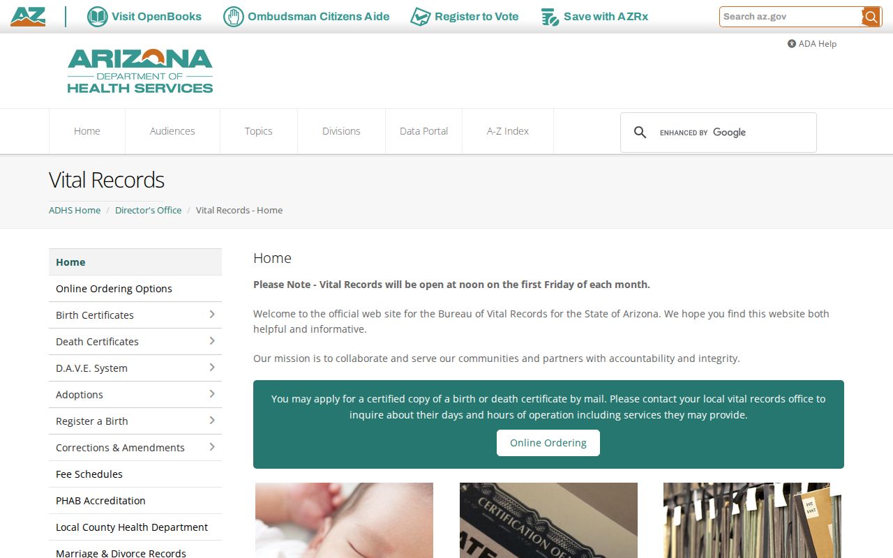 Buckeye resident lookup Arizona vital records application choices